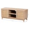 Baxton Studio Elsbeth Mid-Century Modern Light Brown Finished Wood and Natural Rattan 2-Door TV Stand 226-12952-ZORO - alternate 7